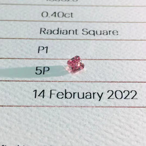 0.4ct Radiant Cut 5P Fancy Deep Purplish Pink Certified Australian Pink Diamond, ARG42