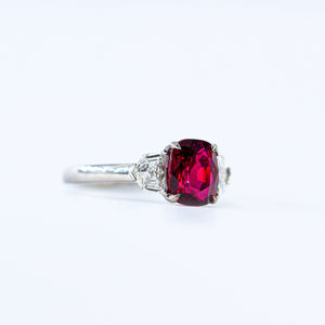Cushion cut Ruby three stone diamond rings perth wholesale price