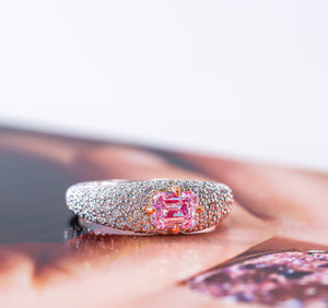 Emerald cut Argyle Pink Diamond Rings Brisbane Australia Custom design
