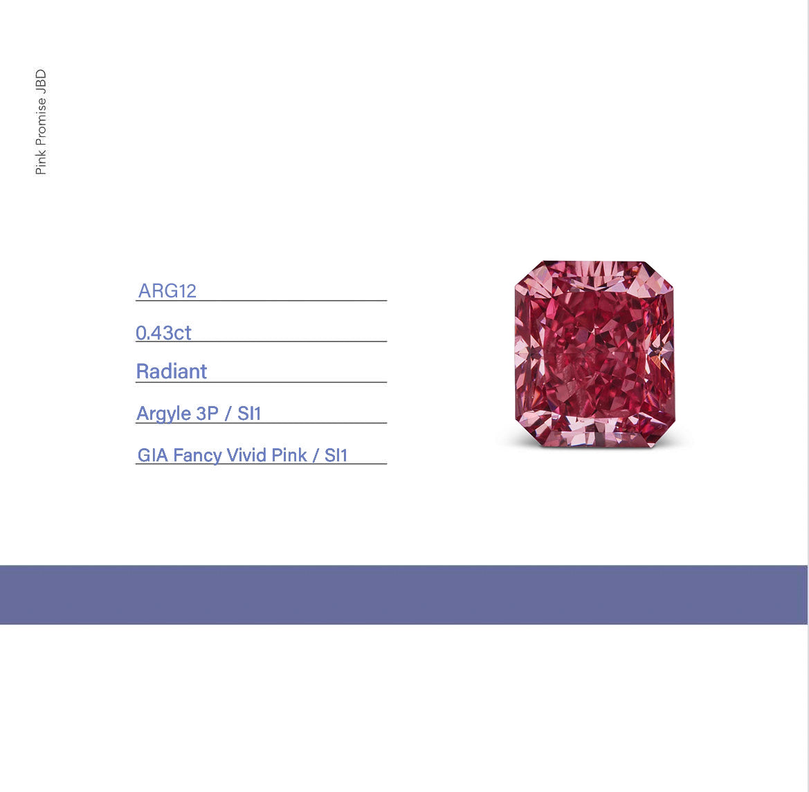 0.43ct Radiant shape 3P Fancy Vivid Pink Certified Australian Pink Diamond, ARG12