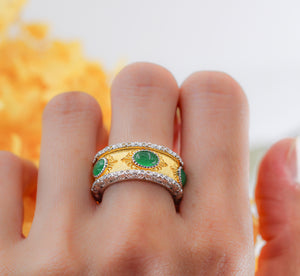 Cabochon Emerald rings Melbourne custom design