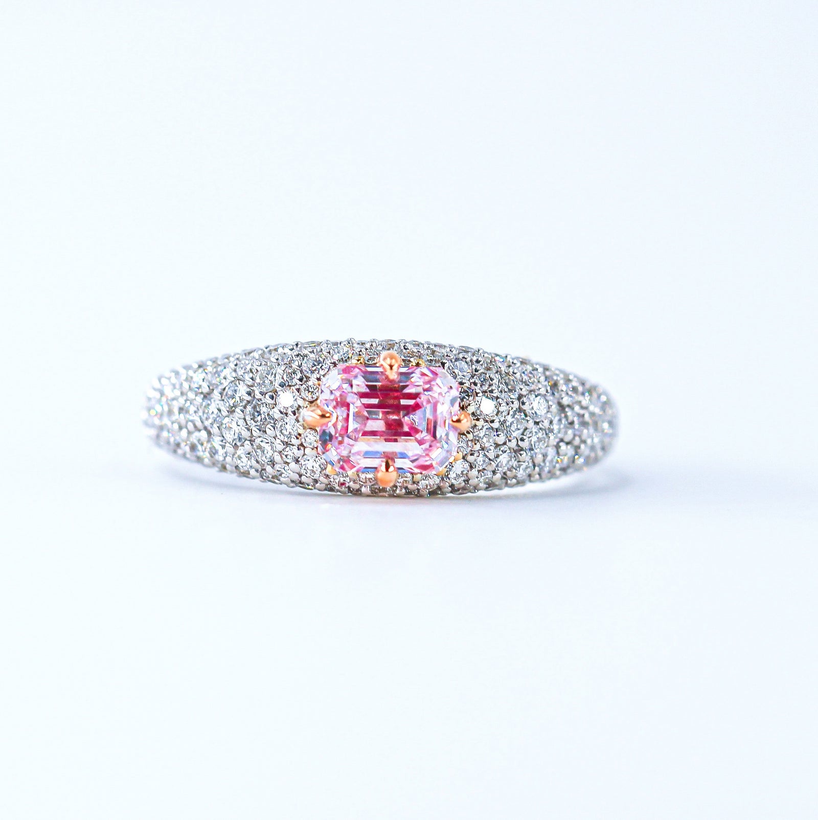 Emerald cut Argyle Pink Diamond Rings Brisbane Australia Custom design