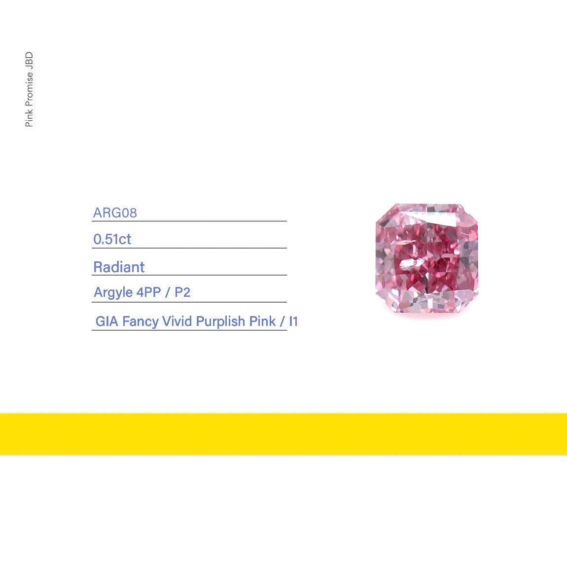 0.51ct Radiant shape 4PP Fancy Vivid Purplish Pink Certified Australian Pink Diamond, ARG08