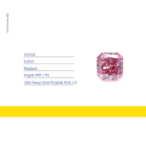 0.51ct Radiant shape 4PP Fancy Vivid Purplish Pink Certified Australian Pink Diamond, ARG08