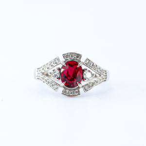 Oval cut ruby side Diamond rings brisbane australia unique design
