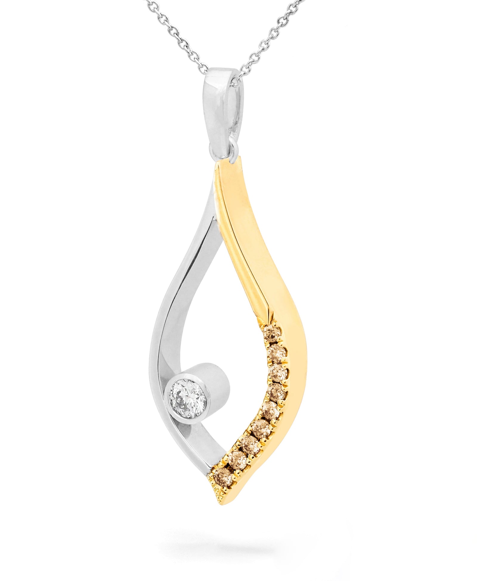 Australian Champagne Diamond Flowing Pendant - EDJP017B