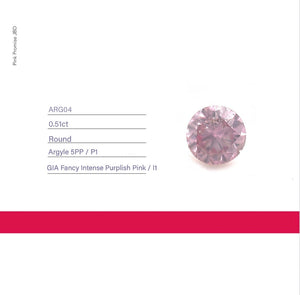 0.51ct Round shape 5PP Fancy Intense Purplish Pink Certified Australian Pink Diamond, ARG04
