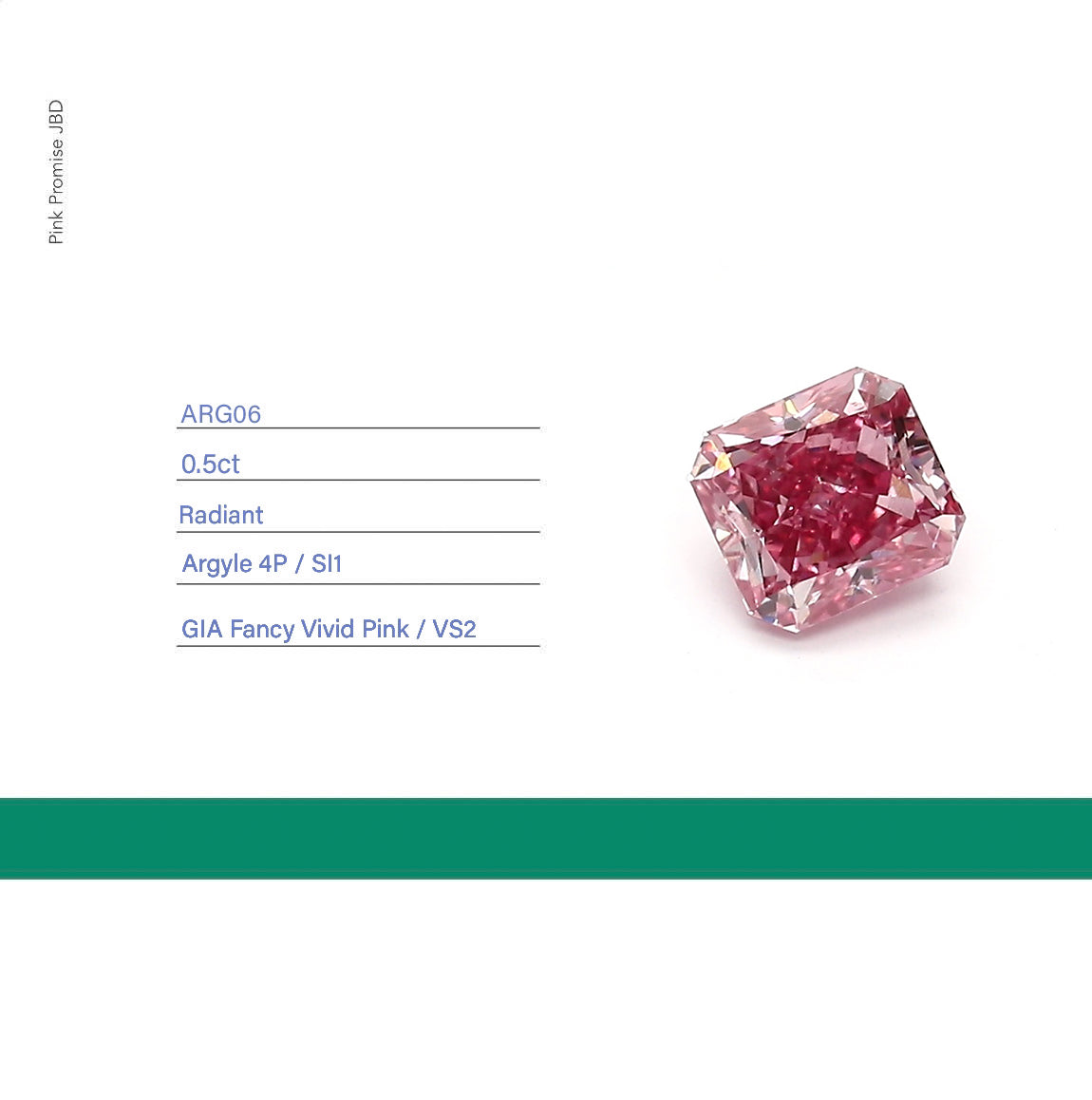 0.5ct Radiant shape 4P Fancy Vivid Pink Certified Australian Pink Diamond, ARG06