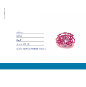 0.49ct Oval shape 3PP Fancy Vivid Purplish Pink Certified Australian Pink Diamond, ARG07
