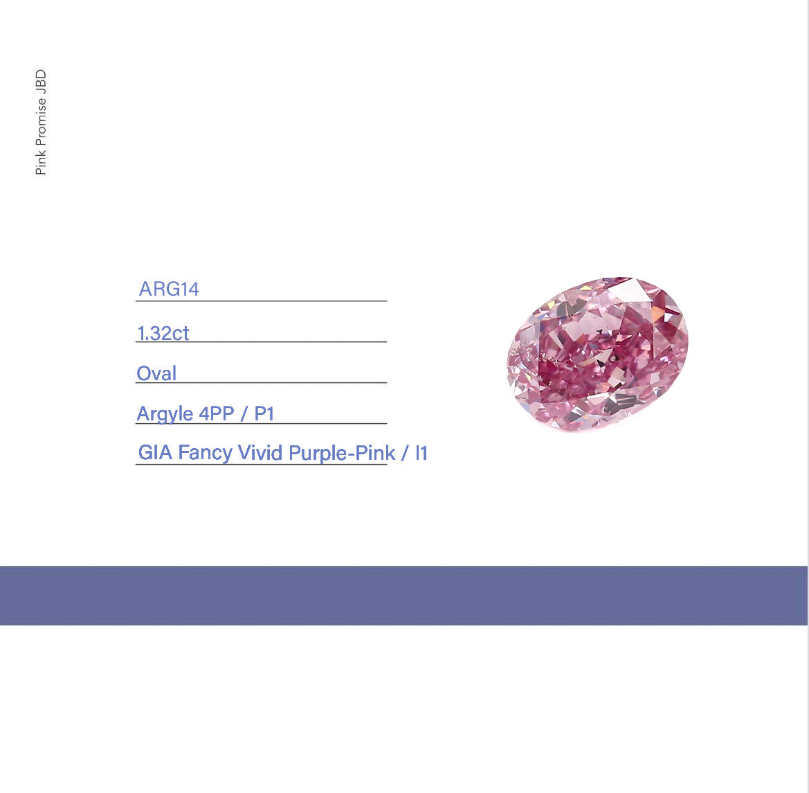 1.32ct Oval shape 4PP Fancy Vivid Purple Pink Certified Australian Pink Diamond, ARG14