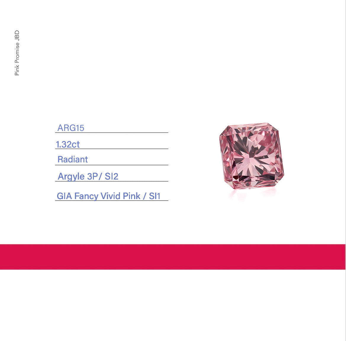 1.32ct Radiant shape 3P Fancy Vivid Pink Certified Australian Pink Diamond, ARG15