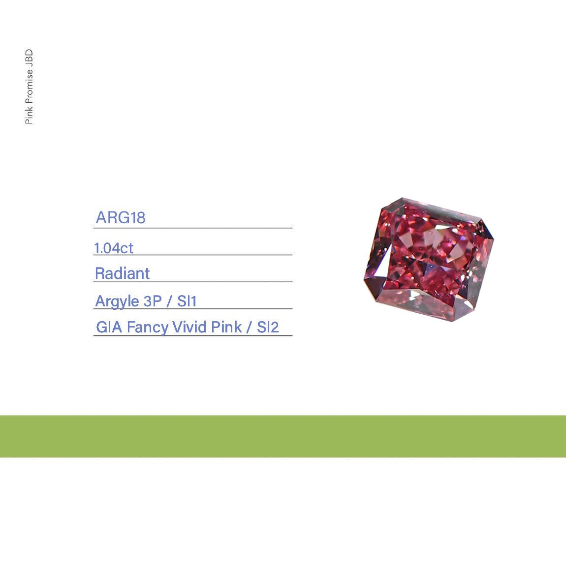 1.04ct Radiant shape 3P Fancy Vivid Pink Certified Australian Pink Diamond, ARG18