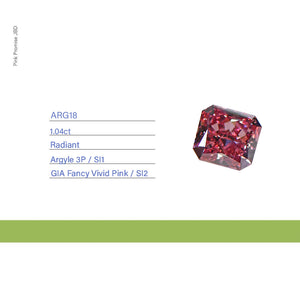 1.04ct Radiant shape 3P Fancy Vivid Pink Certified Australian Pink Diamond, ARG18
