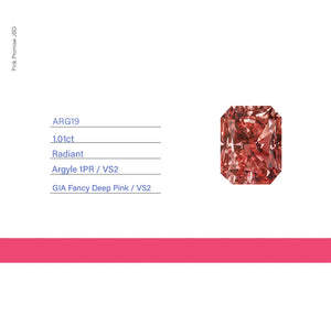 1.01ct Radiant shape 1PR Fnayc Deep Pink Certified Australian Pink Diamond. ARG19