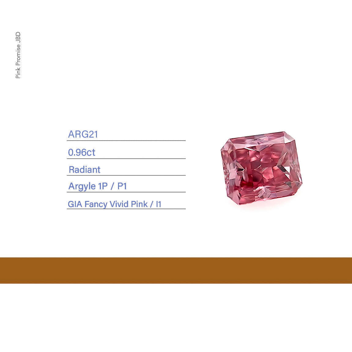 0.96ct Radiant shape 1P FancyVivid Pink Certified Australian Pink Diamond,ARG21