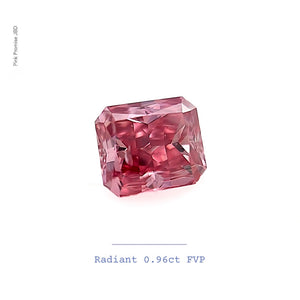 0.96ct Radiant shape 1P FancyVivid Pink Certified Australian Pink Diamond,ARG21
