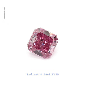 0.74ct Radiant shape 3PP Fancy Vivid Purplish Pink Certified Australian Pink Diamond, ARG24