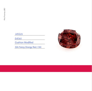 0.63ct Cushion shape Fancy Orange Red Color Diamond, ARG25