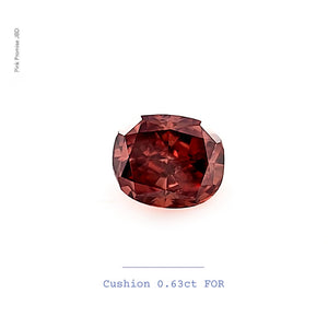 0.63ct Cushion shape Fancy Orange Red Color Diamond, ARG25