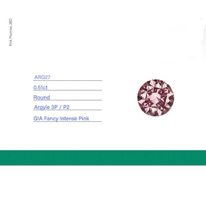 0.51ct Round shape 3P Fancy Intese Pink Certified Australian Pink Diamond, ARG27