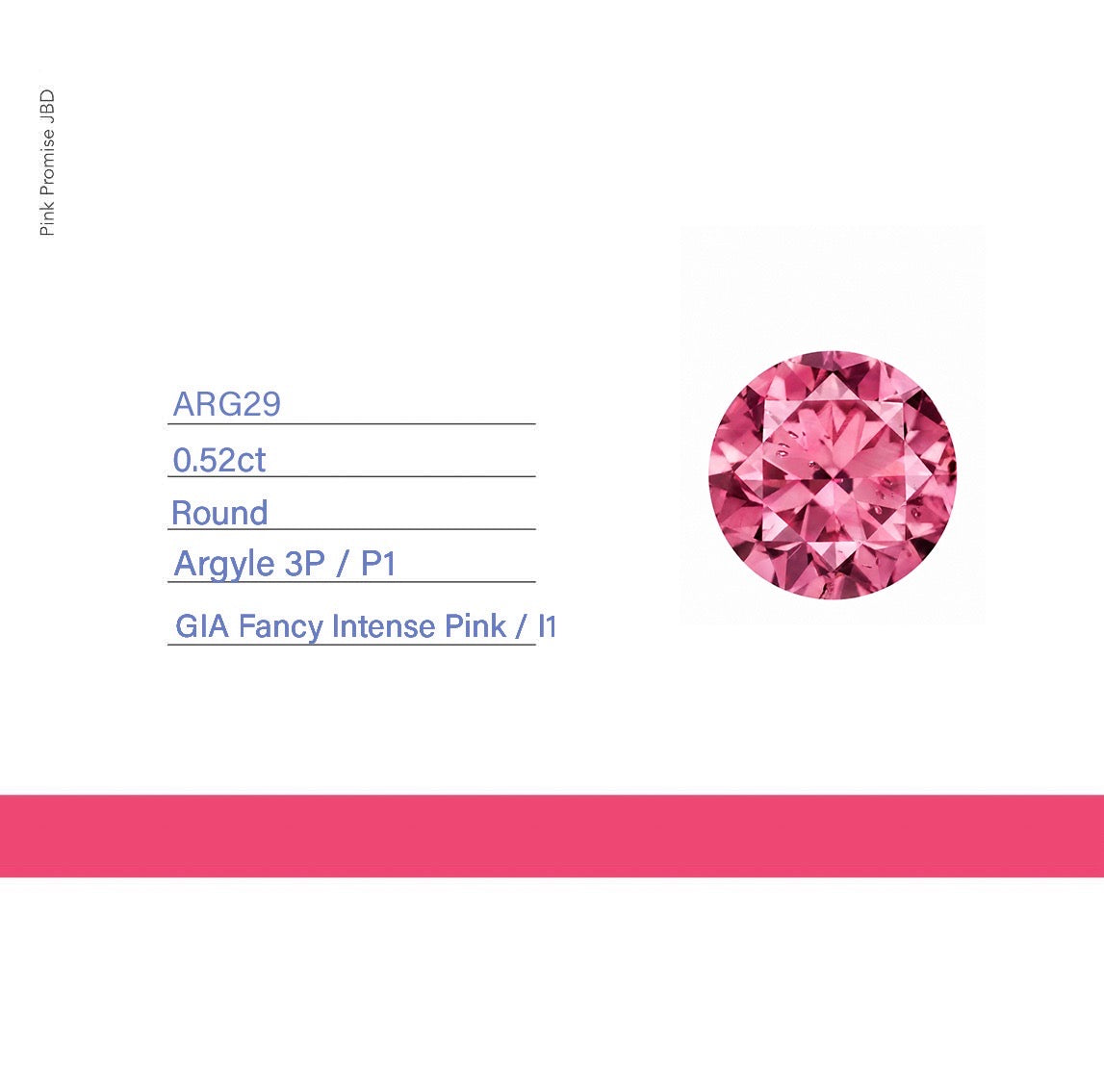 0.52ct Round shape 3P Fancy Intense Pink Certified Australian Pink Diamond, ARG29