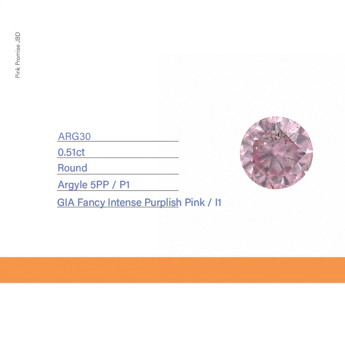 0.51ct Round shape 5PP Fancy Intense Purplish Pink Certified Austrlian Pink Diamond, ARG30