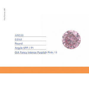 0.51ct Round shape 5PP Fancy Intense Purplish Pink Certified Austrlian Pink Diamond, ARG30