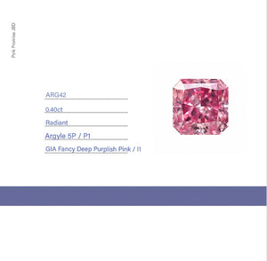0.4ct Radiant Cut 5P Fancy Deep Purplish Pink Certified Australian Pink Diamond, ARG42
