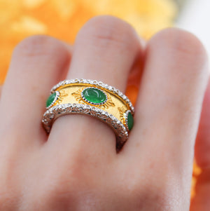 Cabochon Emerald rings Melbourne custom design