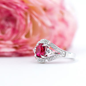 Oval cut ruby side Diamond rings brisbane australia unique design