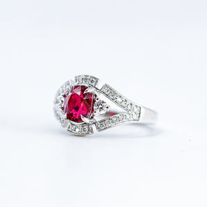 Oval cut ruby side Diamond rings brisbane australia unique design