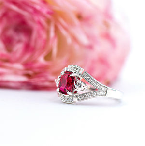 Oval cut ruby side Diamond rings brisbane australia unique design