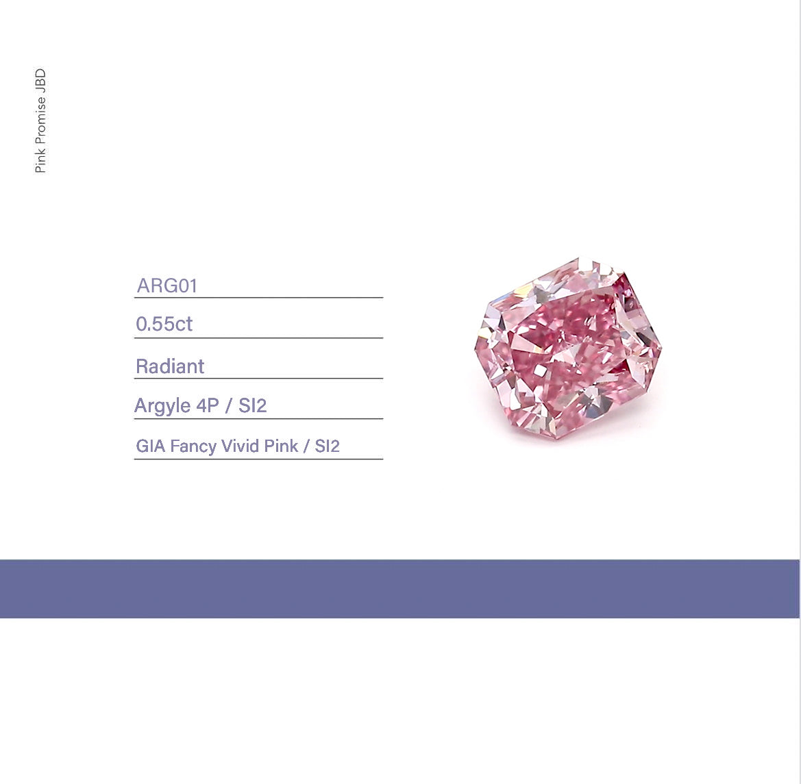 0.55ct Radiant shape 4P Fancy Vivid Pink Certified Australian Pink Diamond, ARG01