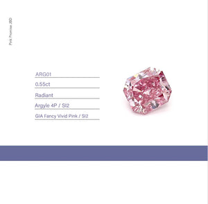 0.55ct Radiant shape 4P Fancy Vivid Pink Certified Australian Pink Diamond, ARG01