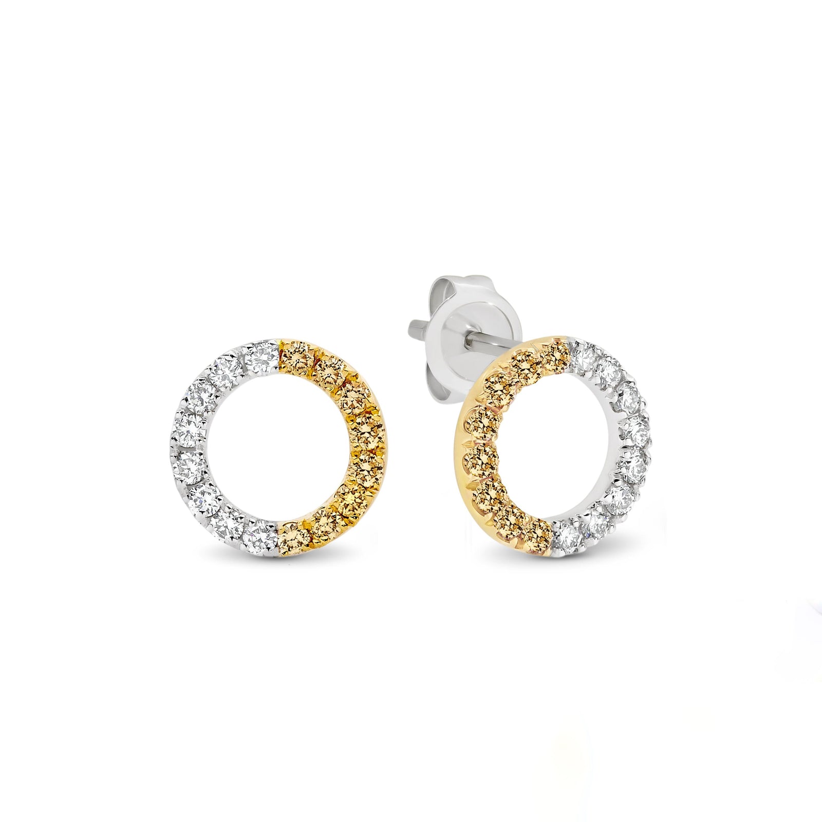 Australian Champagne Diamond from WA and White Diamond Circle Earrings - EDJE023