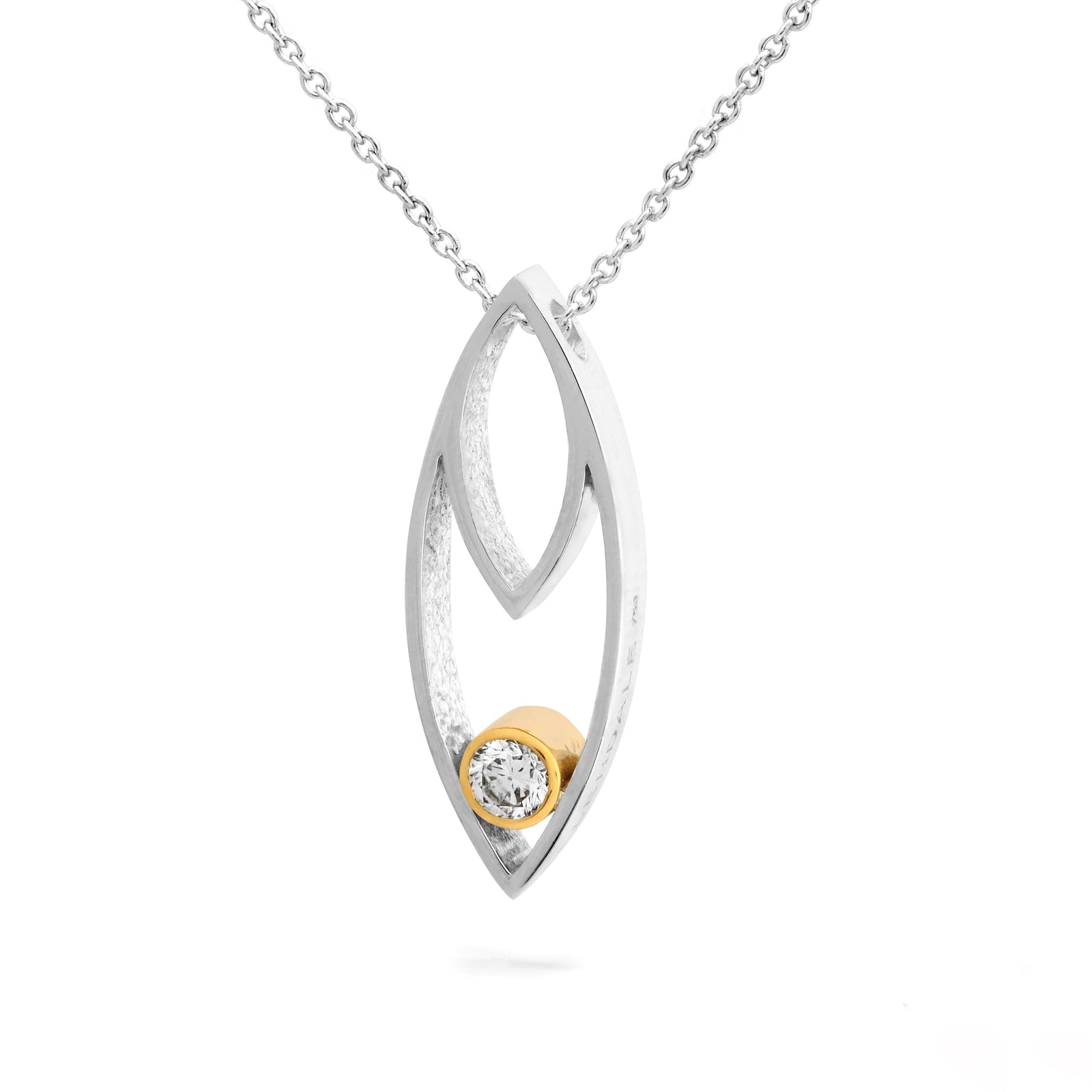 Australian White Diamond Two-Tone Pendant - EDJP005W/003