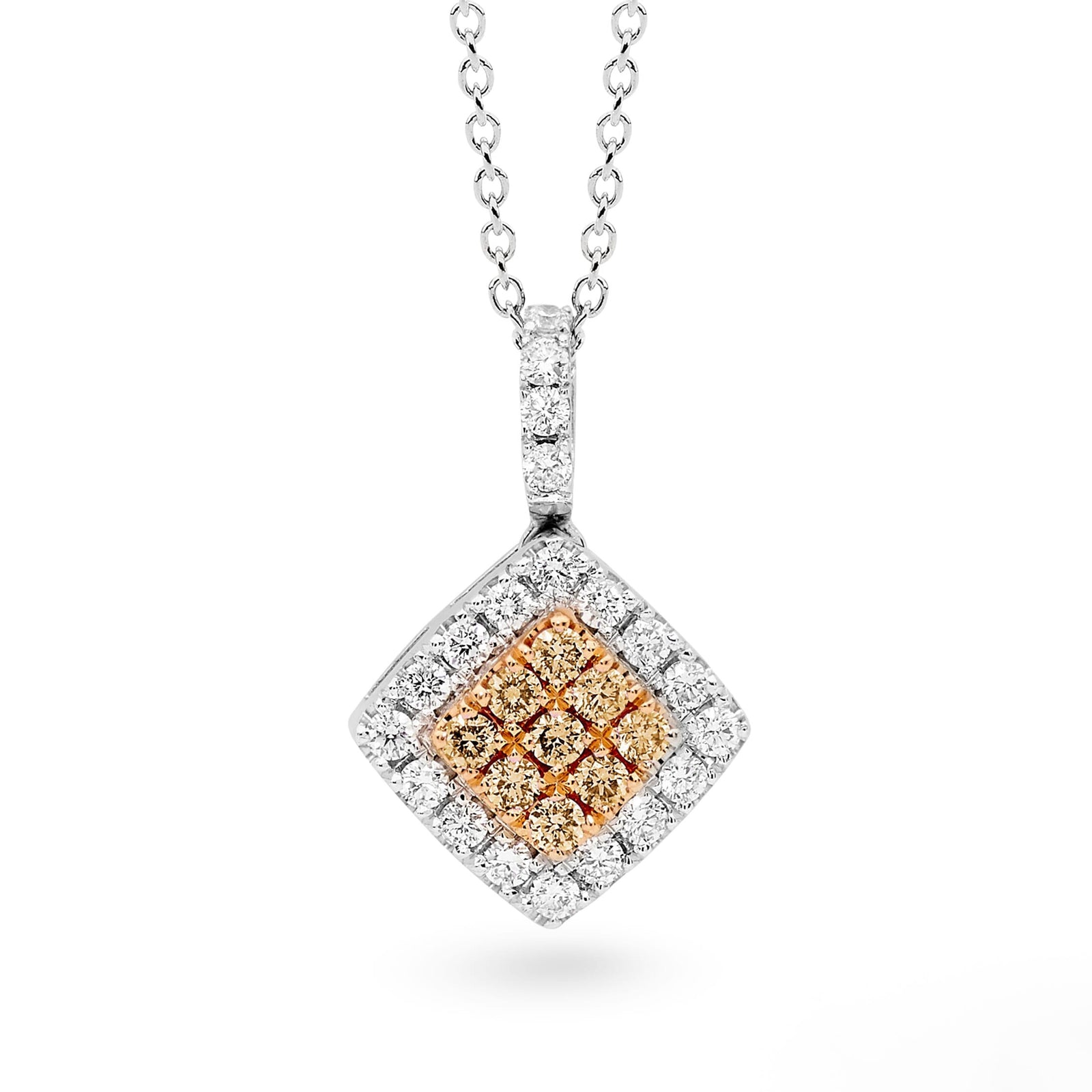 Australian Champagne and White Diamond Cluster Pendant - EDJP018/027