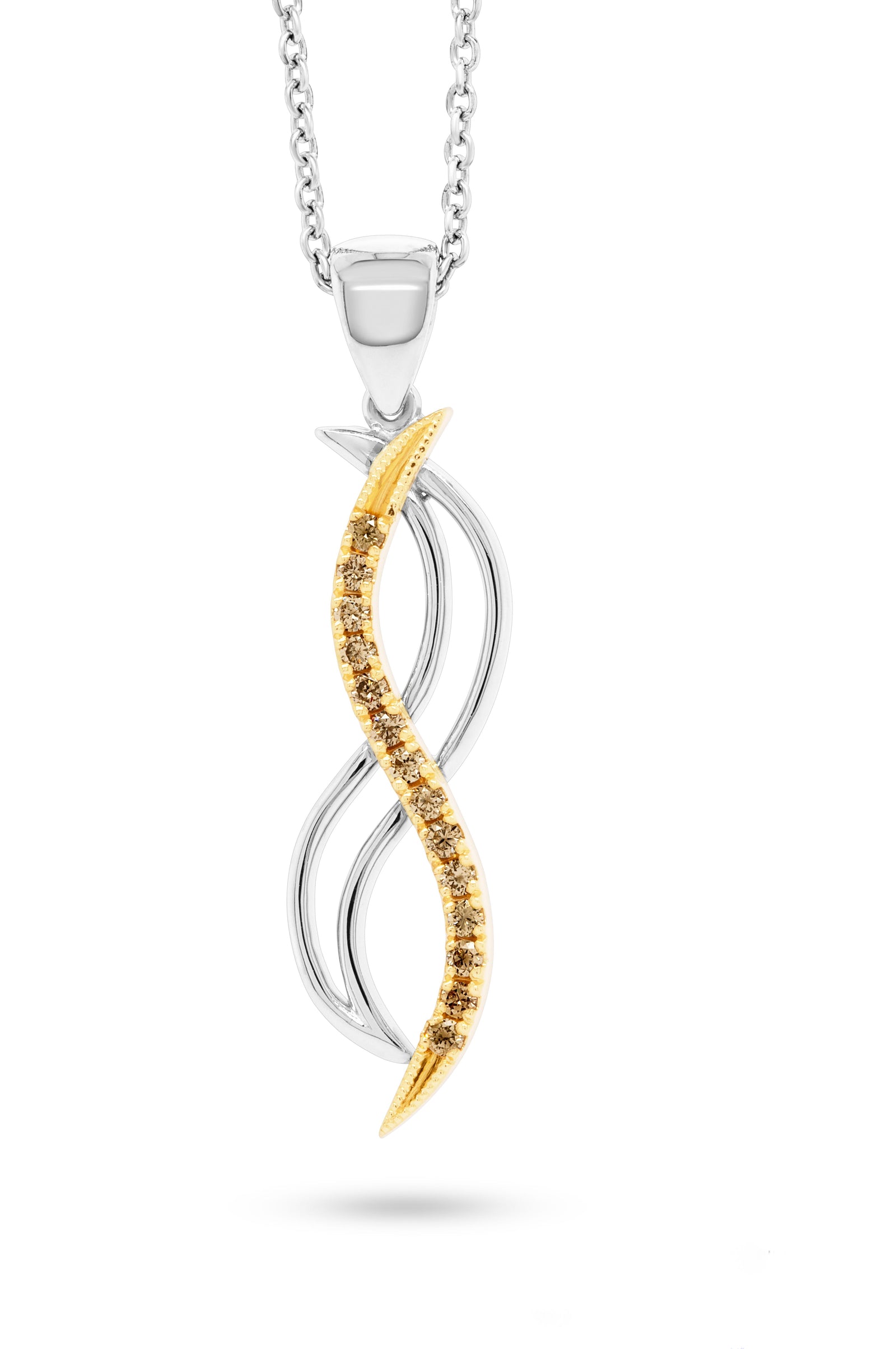 Australian Champagne Diamond Doubld Helix Pendant - EDJP022