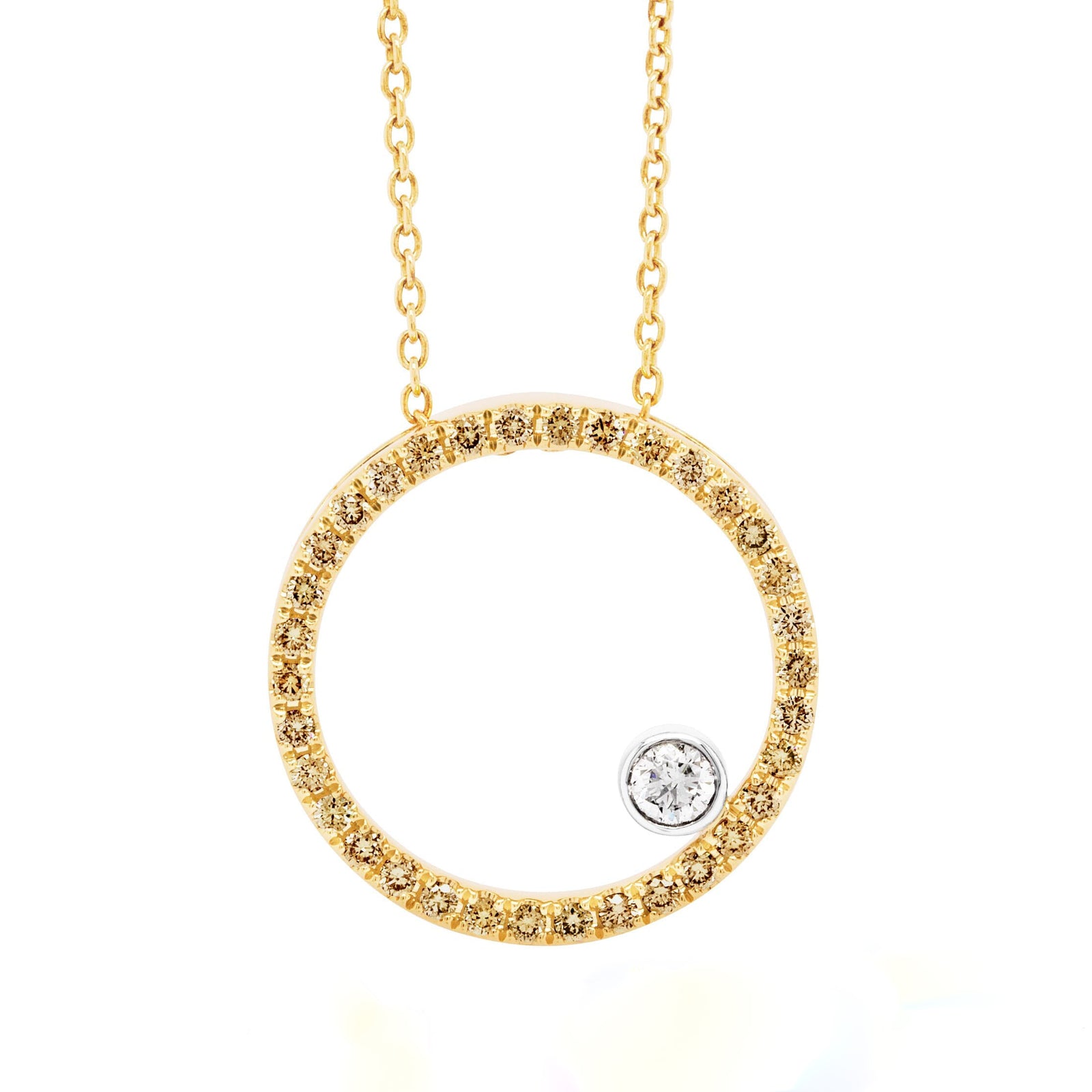 Australian Champagne Diamond Circle Pendant - EDJP035/020