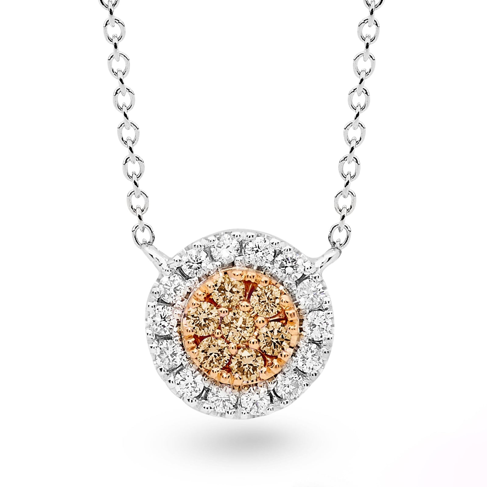 Australian Champagne and White Diamond Cluster Pendant - EDJP054