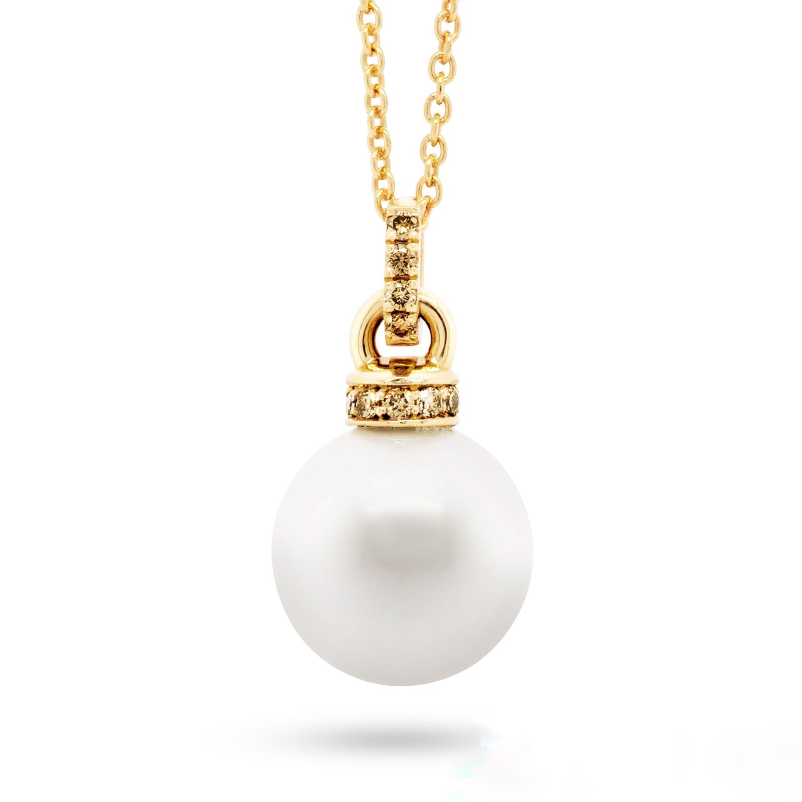 Australian South Sea Pearl and Australian Champagne Diamond Pendant - EDJP064