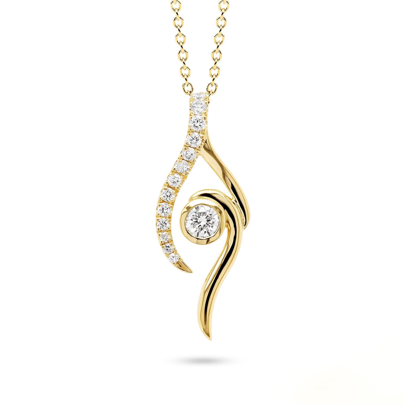 Australian White Diamond Flowing Gold Pendant - EDJP078Y/001