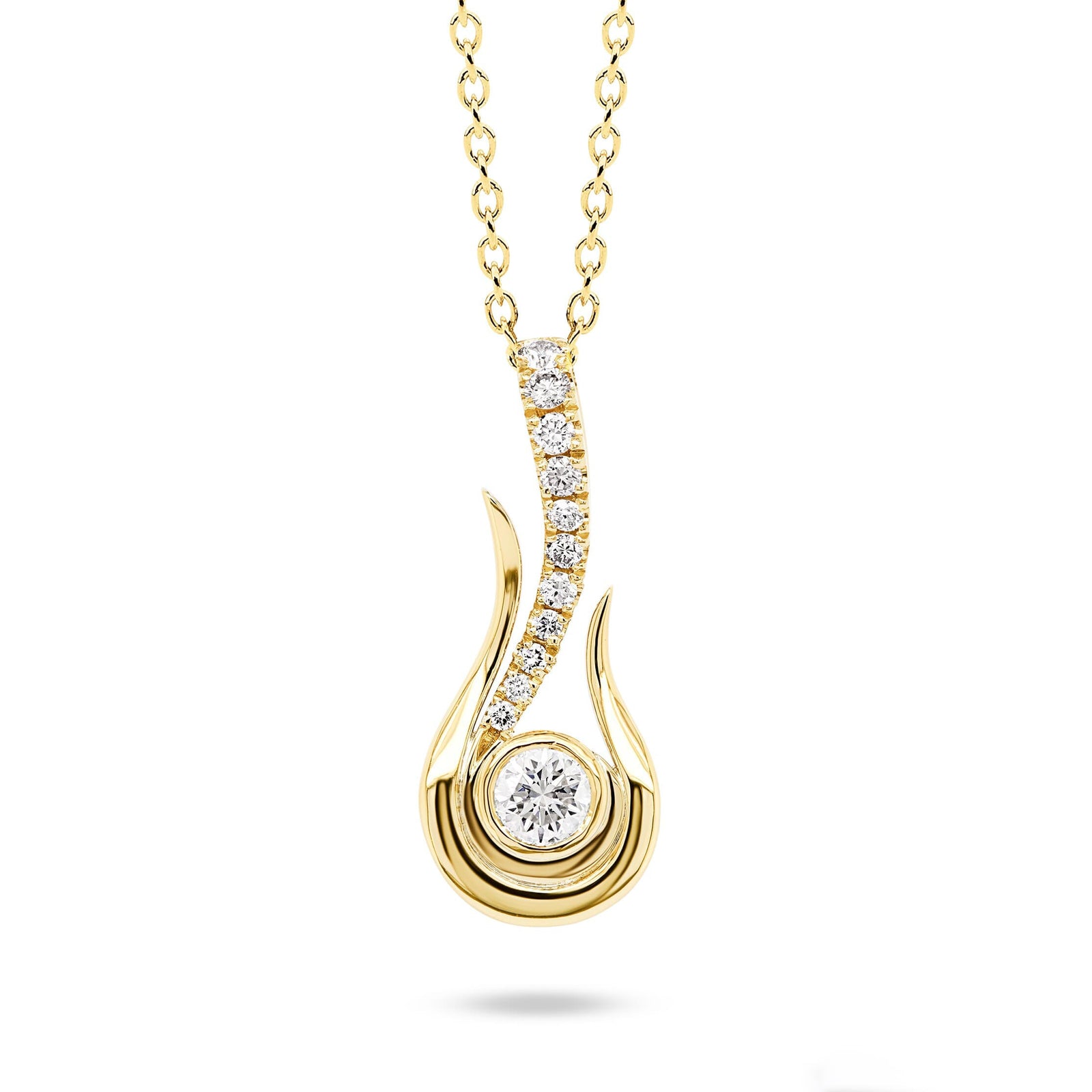 Australian White Diamond Curved Gold Pendant - EDJP082/004