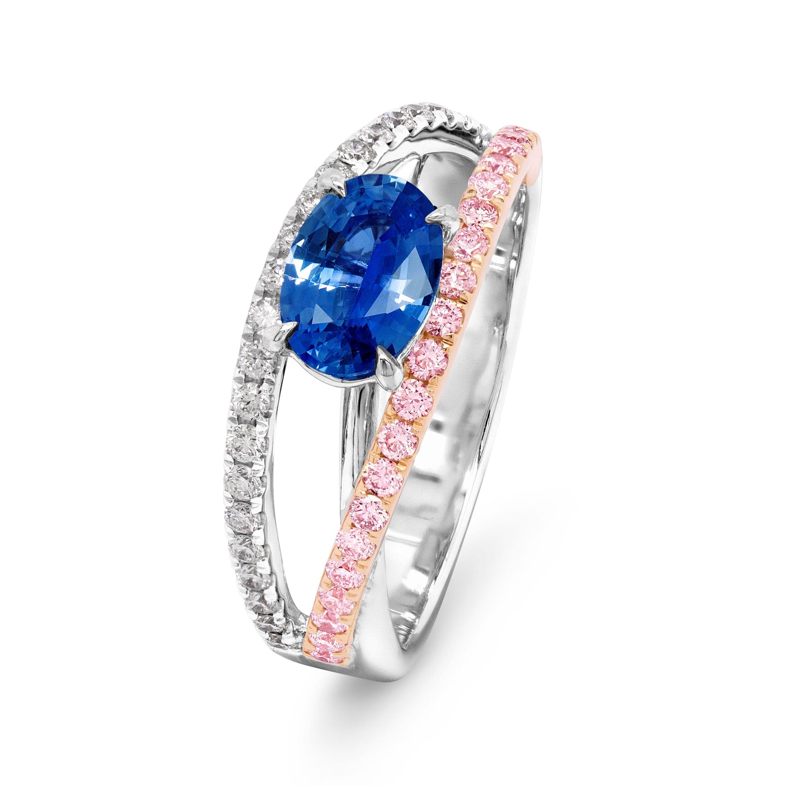 Sapphire and Australian Pink Diamond from WA Two-Band Ring - EDJR008