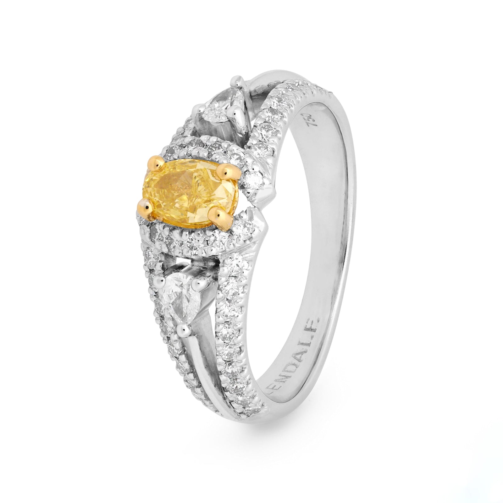 Fancy Yellow Diamond and White Diamond Halo Ring - EDJR011/005