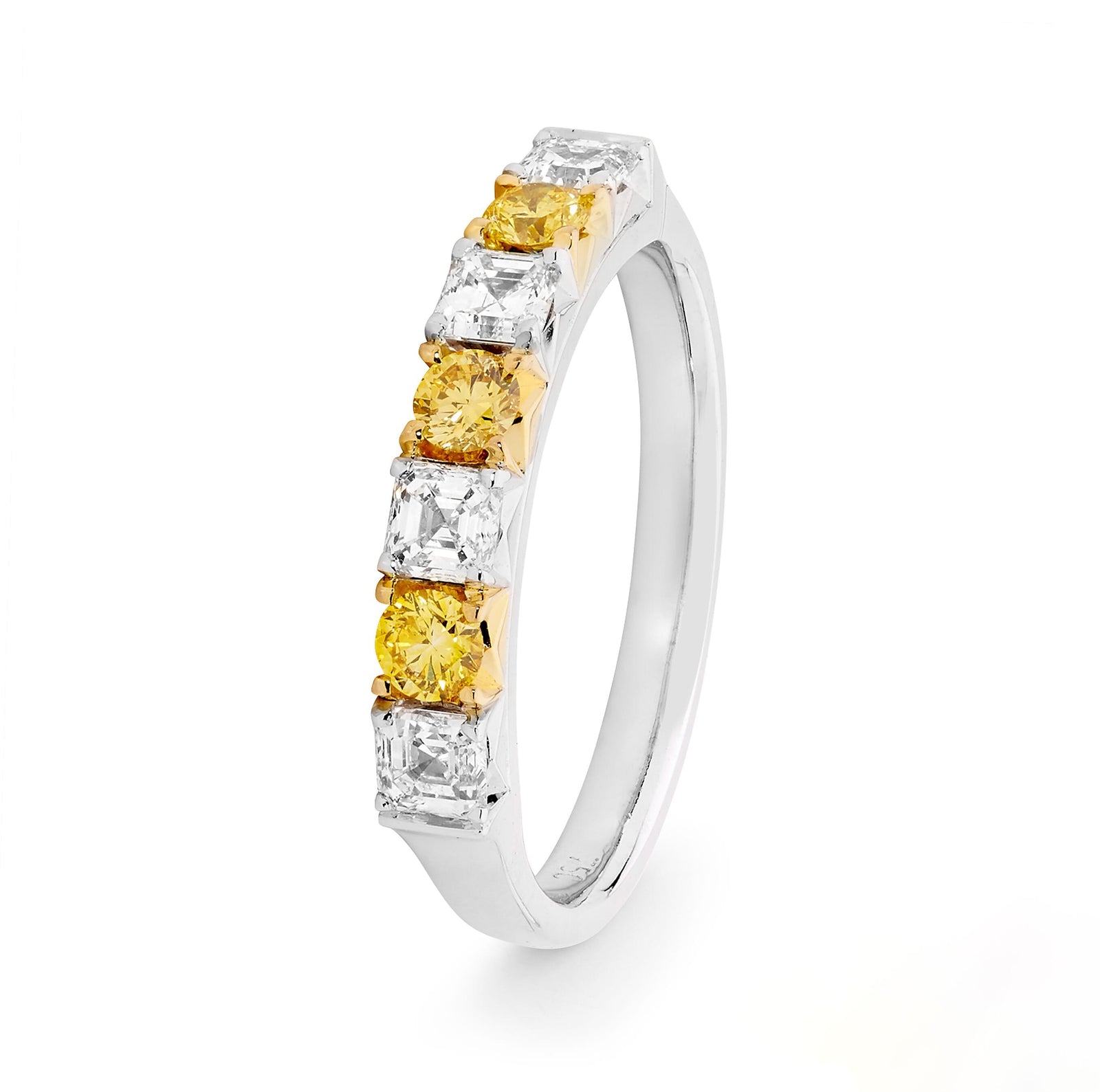 Alternating Fancy Yellow and White Diamond Eternity Band - EDJR032/012