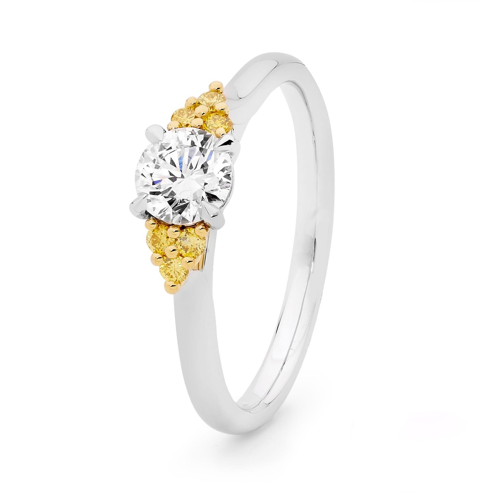 White and Fancy Yellow Diamond Trio Ring - EDJR039Y