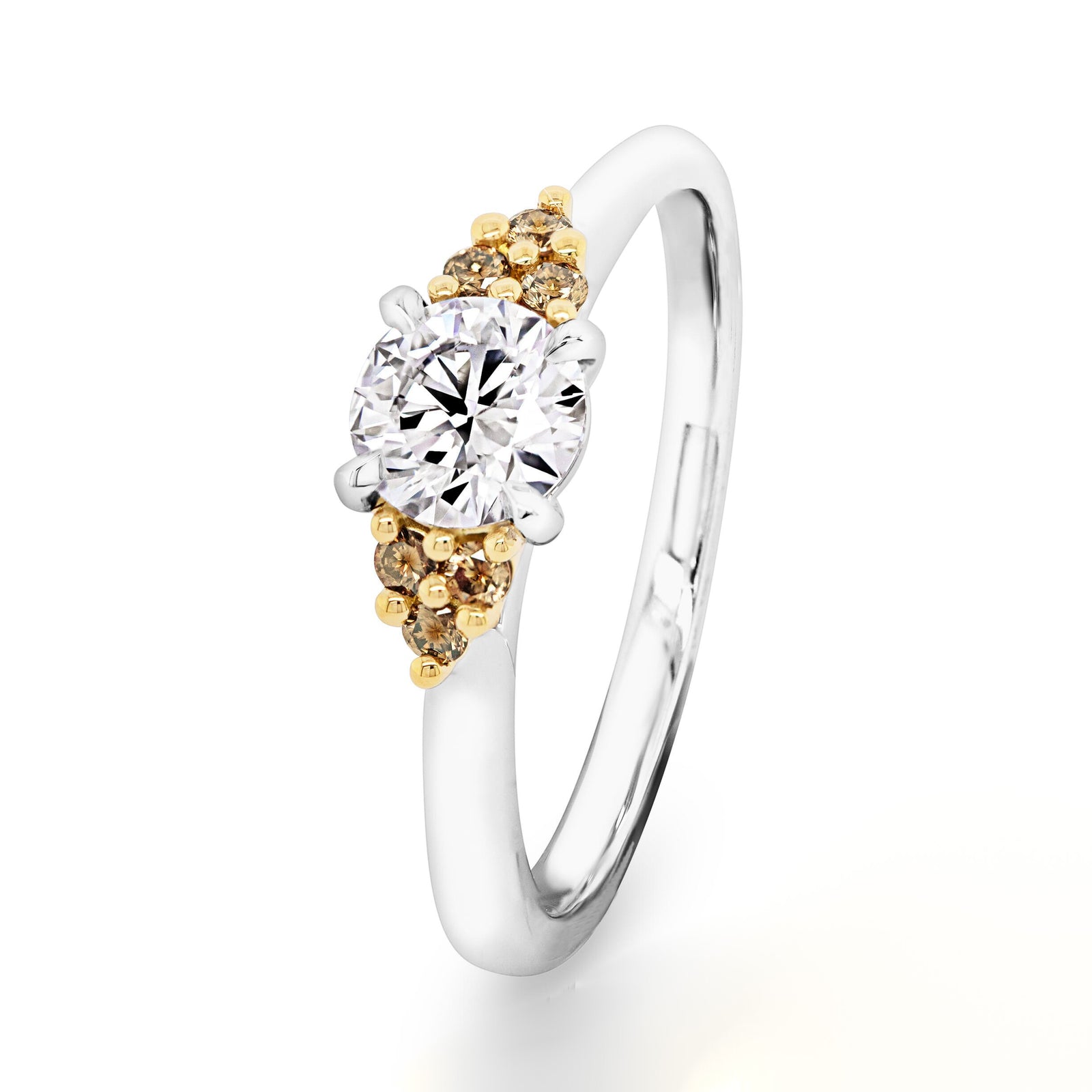 White and Champagne Diamond Trio Ring - EDJR039