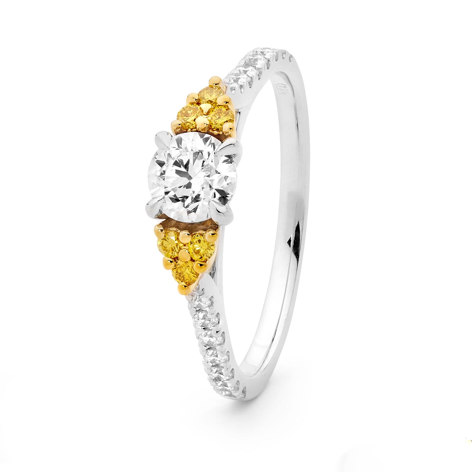 White Diamond and Fancy Yellow Diamond Cluster Ring - EDJR045