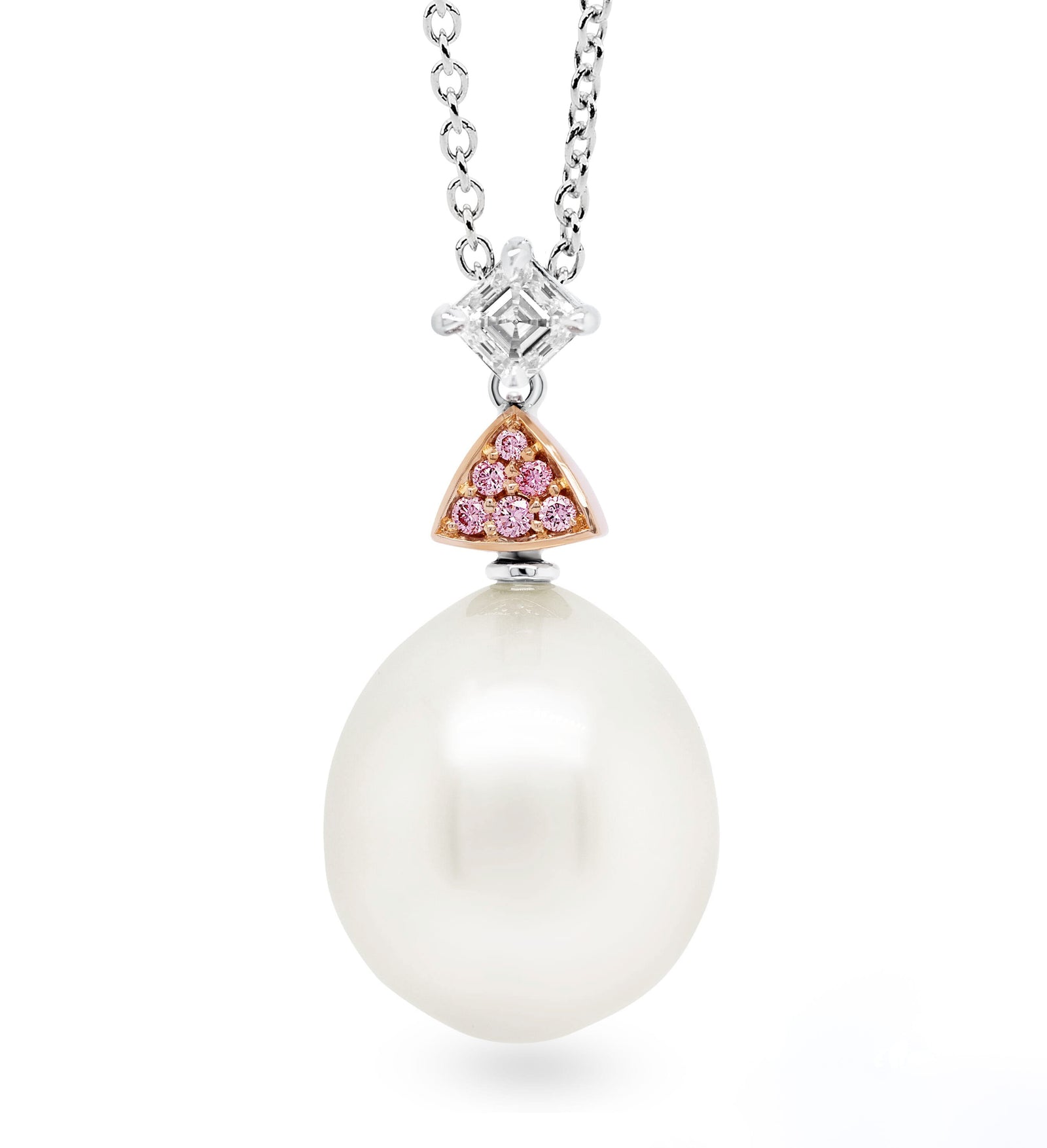 Australian South Sea Pearl Pendant with Australian Pink Diamond and White Diamond - EDJP071/004
